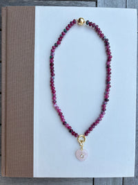 Raspberry Bead with Pink Stone Charm