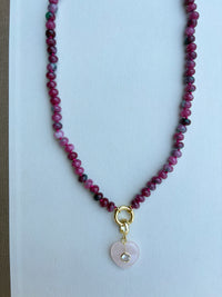 Raspberry Bead with Pink Stone Charm