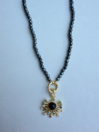 Silver Sparkle Star Burst Charm Necklace