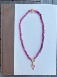 Magenta Beads with Sparkling Pink Charm