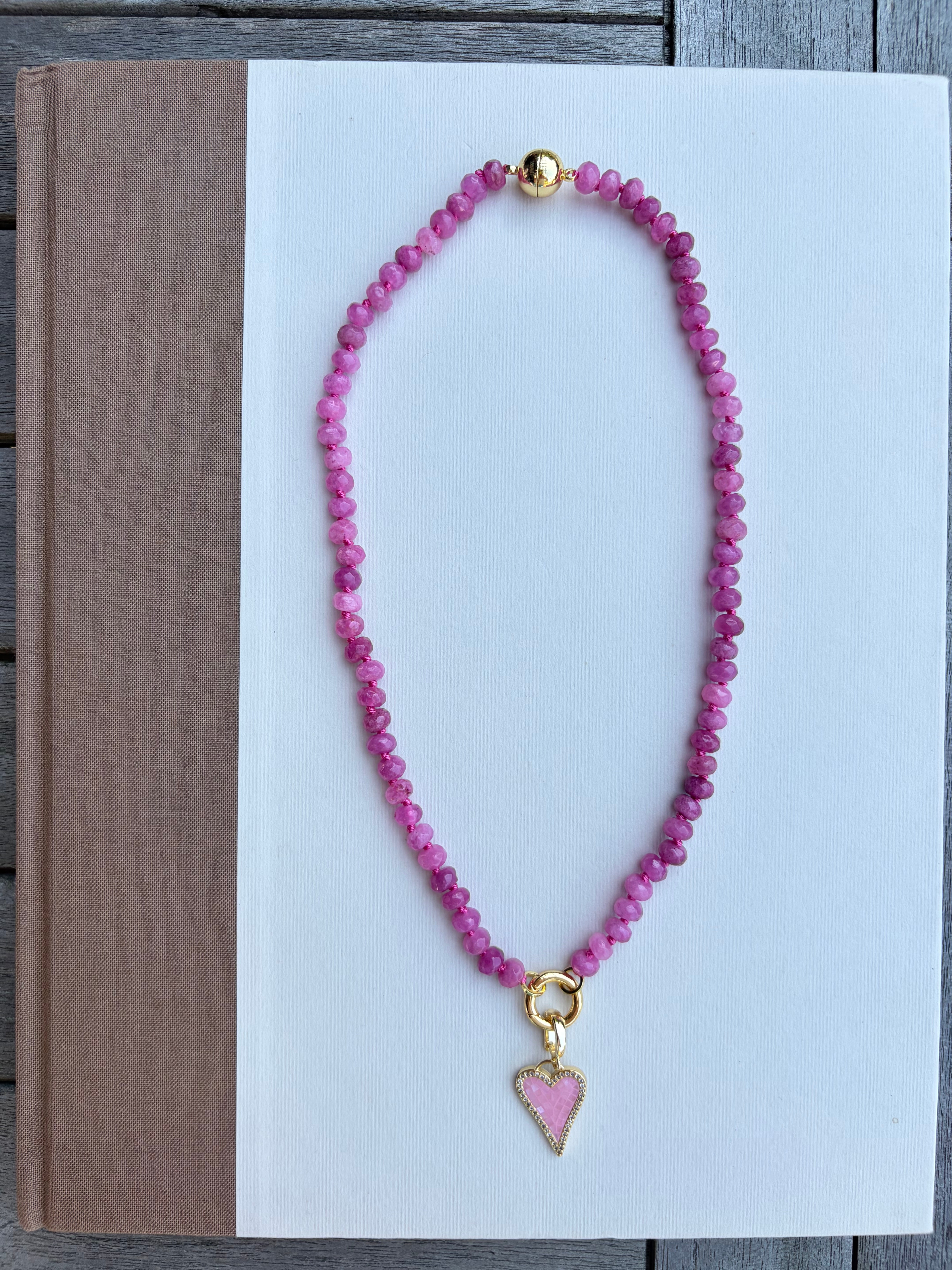 Magenta Beads with Sparkling Pink Charm
