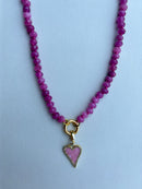 Magenta Beads with Sparkling Pink Charm