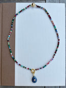 Multicolor Mini Beads with Sapphire Stone Charm