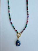 Multicolor Mini Beads with Sapphire Stone Charm