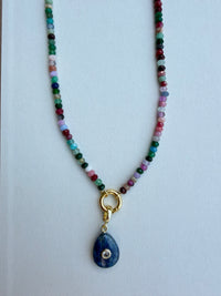 Multicolor Mini Beads with Sapphire Stone Charm