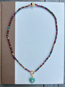 Multicolor Mini Beads with Turquoise Stone Charm