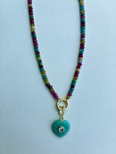 Multicolor Mini Beads with Turquoise Stone Charm