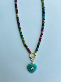 Multicolor Mini Beads with Turquoise Stone Charm