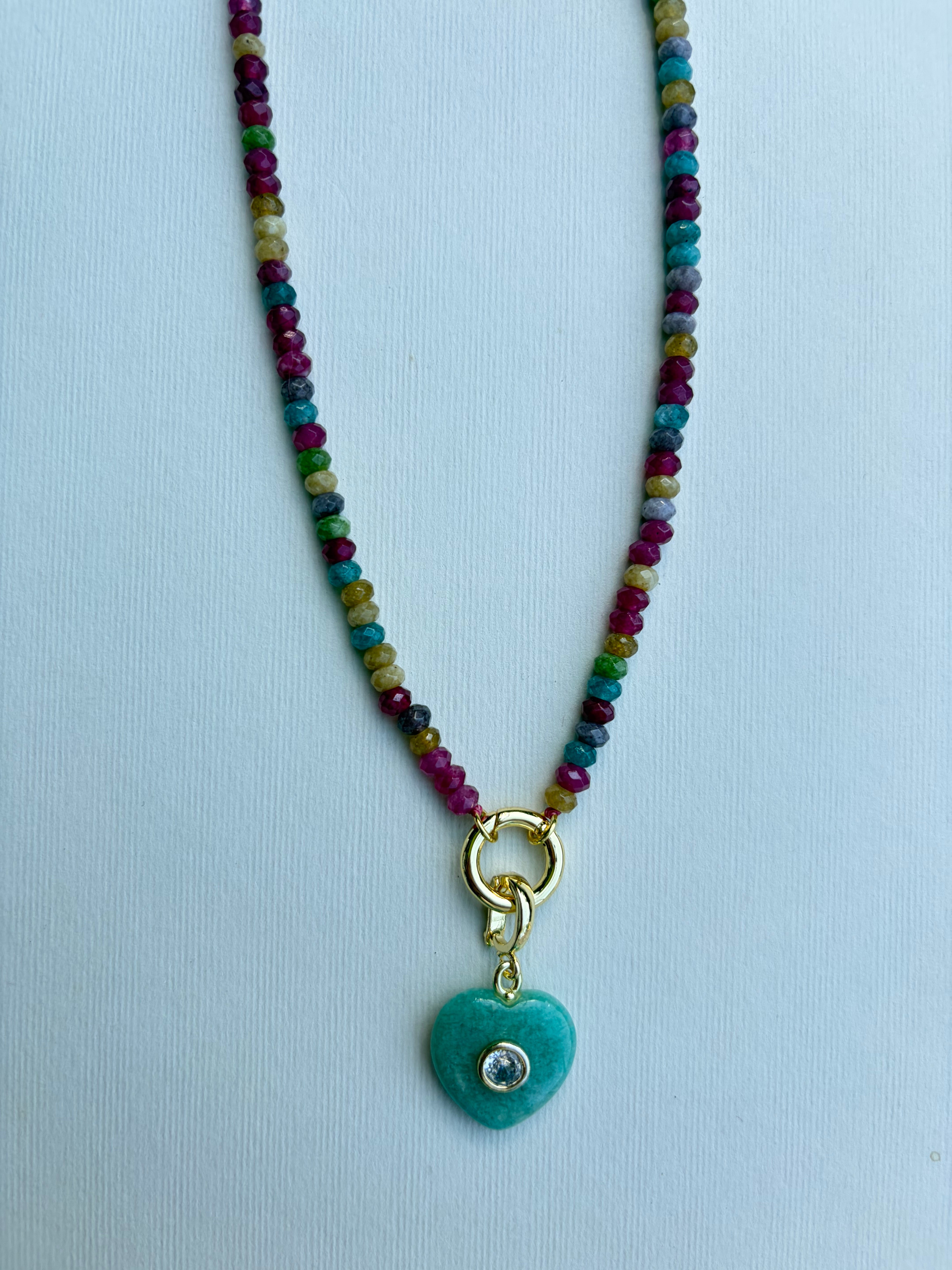 Multicolor Mini Beads with Turquoise Stone Charm