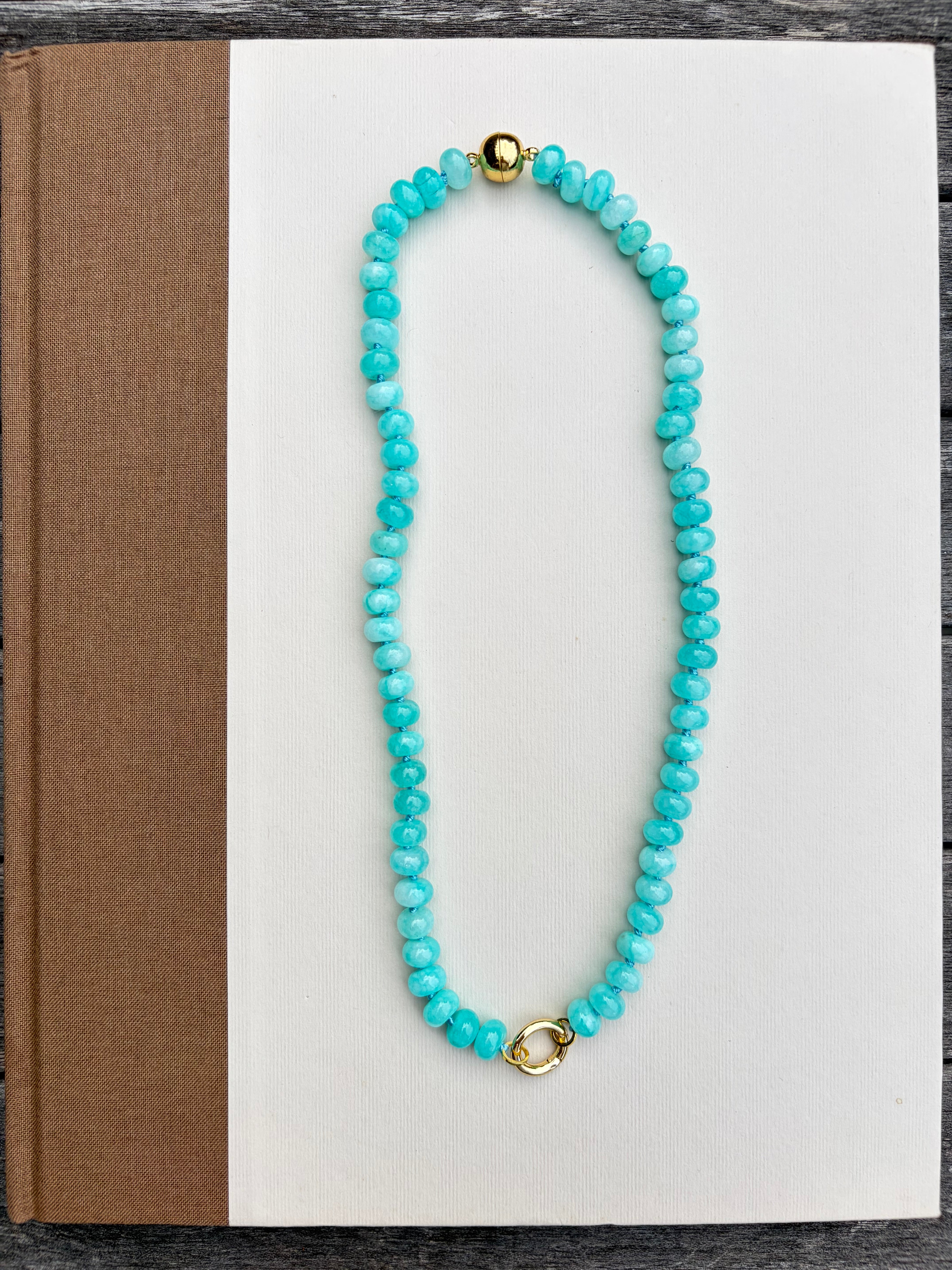 Teal Jelly Bean Necklace