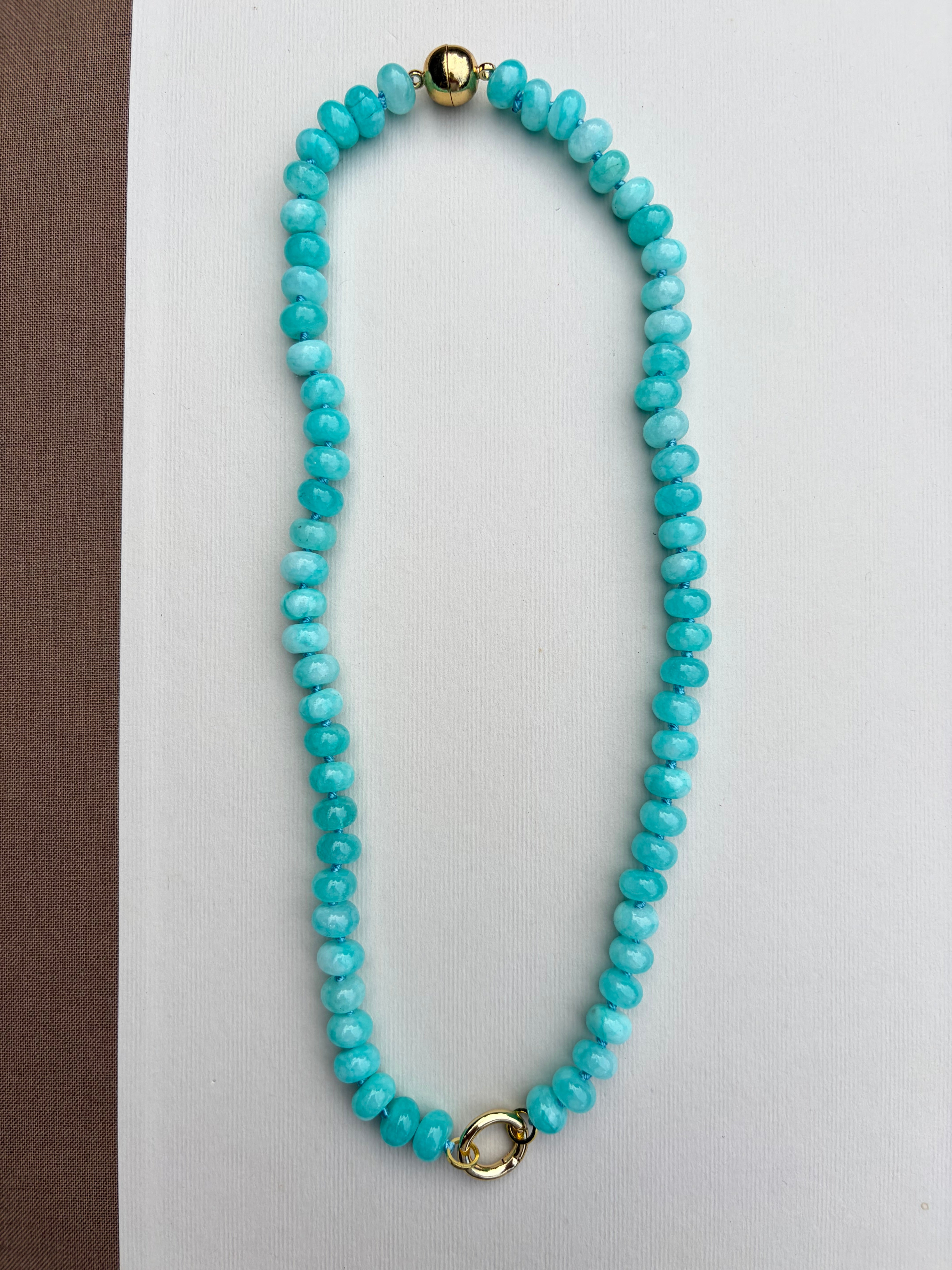 Teal Jelly Bean Necklace