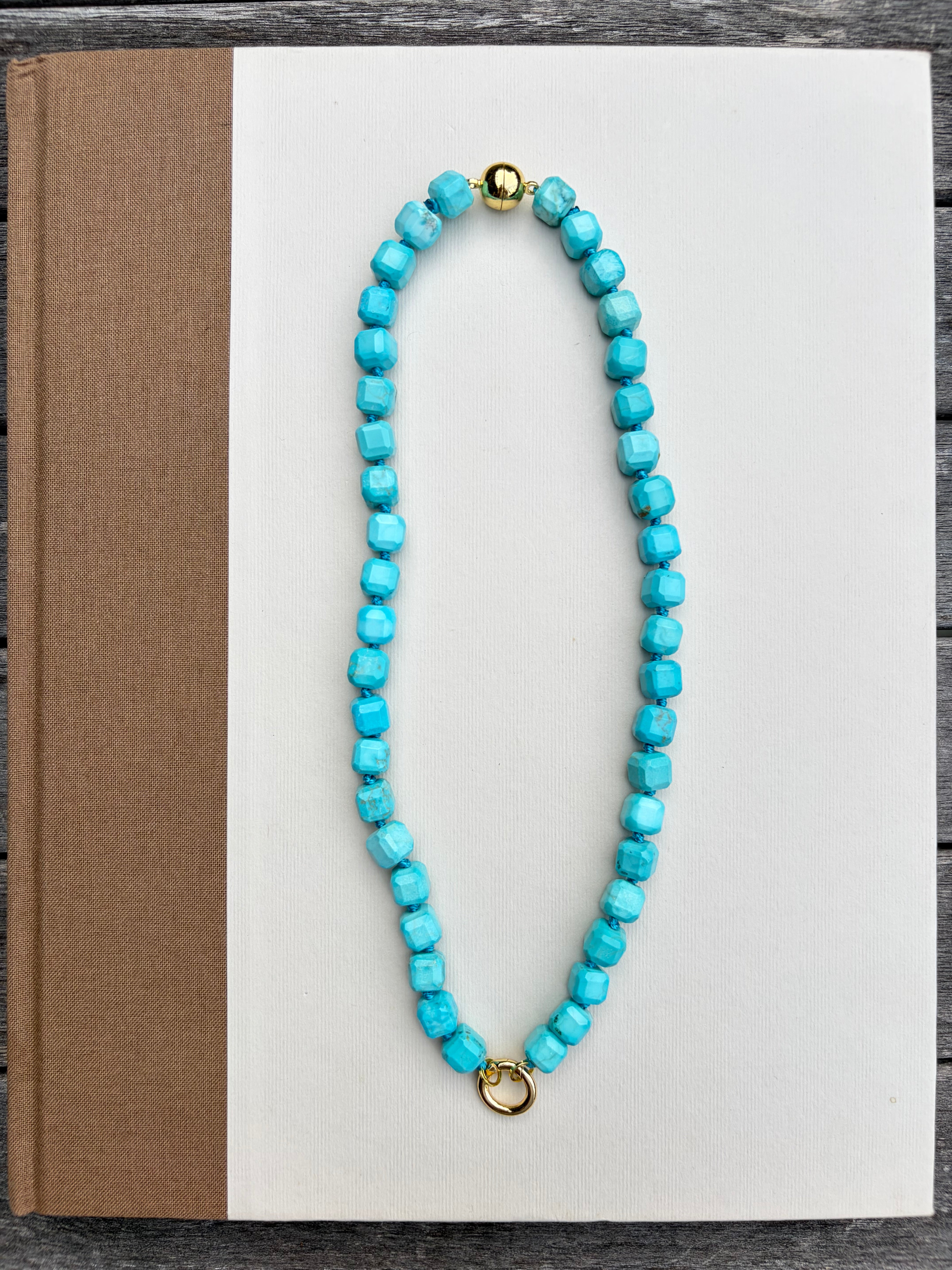 Turquoise Sugar Cube Necklace