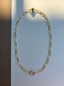 Gold Paperclip Necklace with Ring