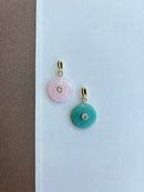 Round Stone Charm with Gem