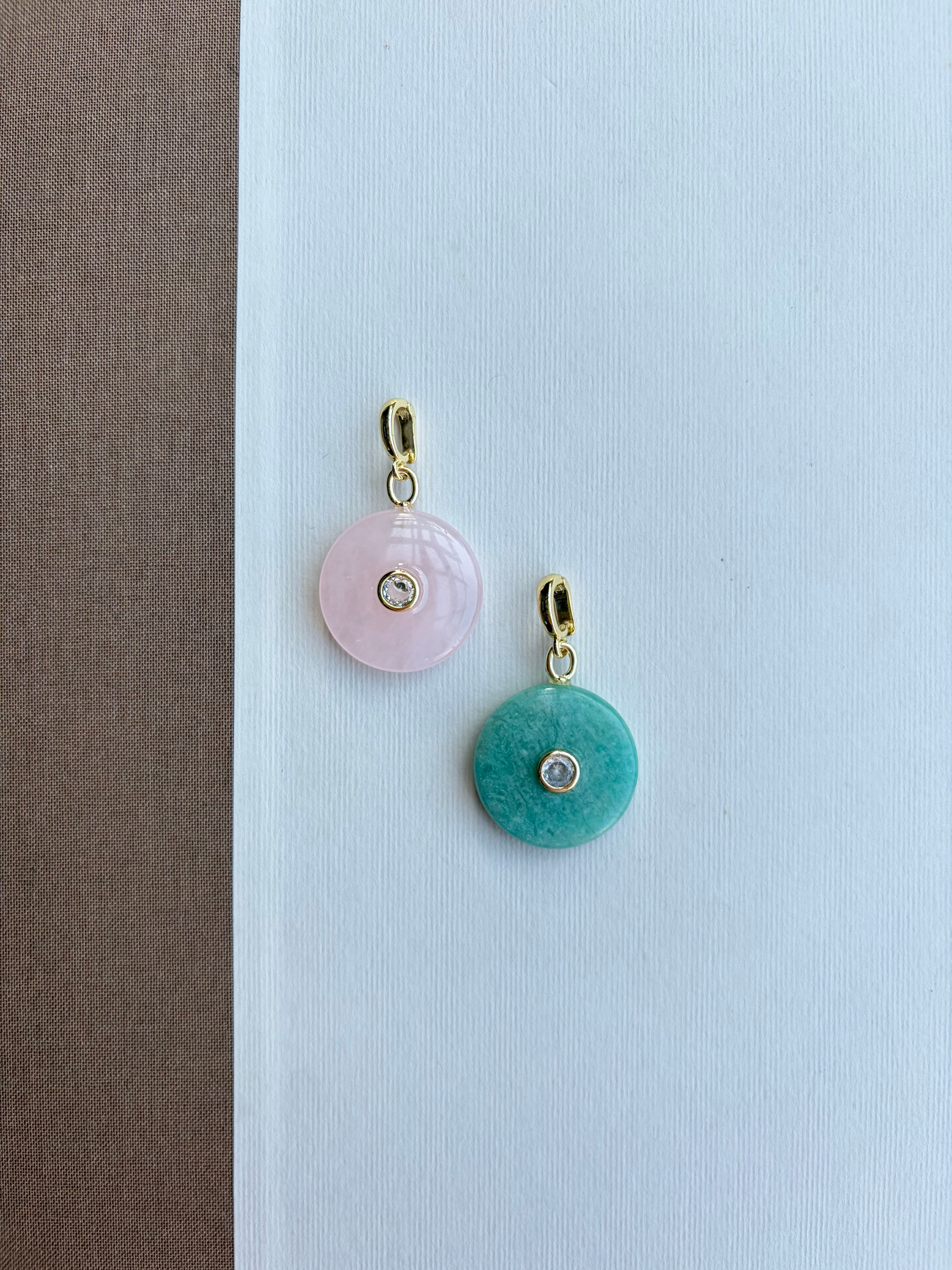 Round Stone Charm with Gem