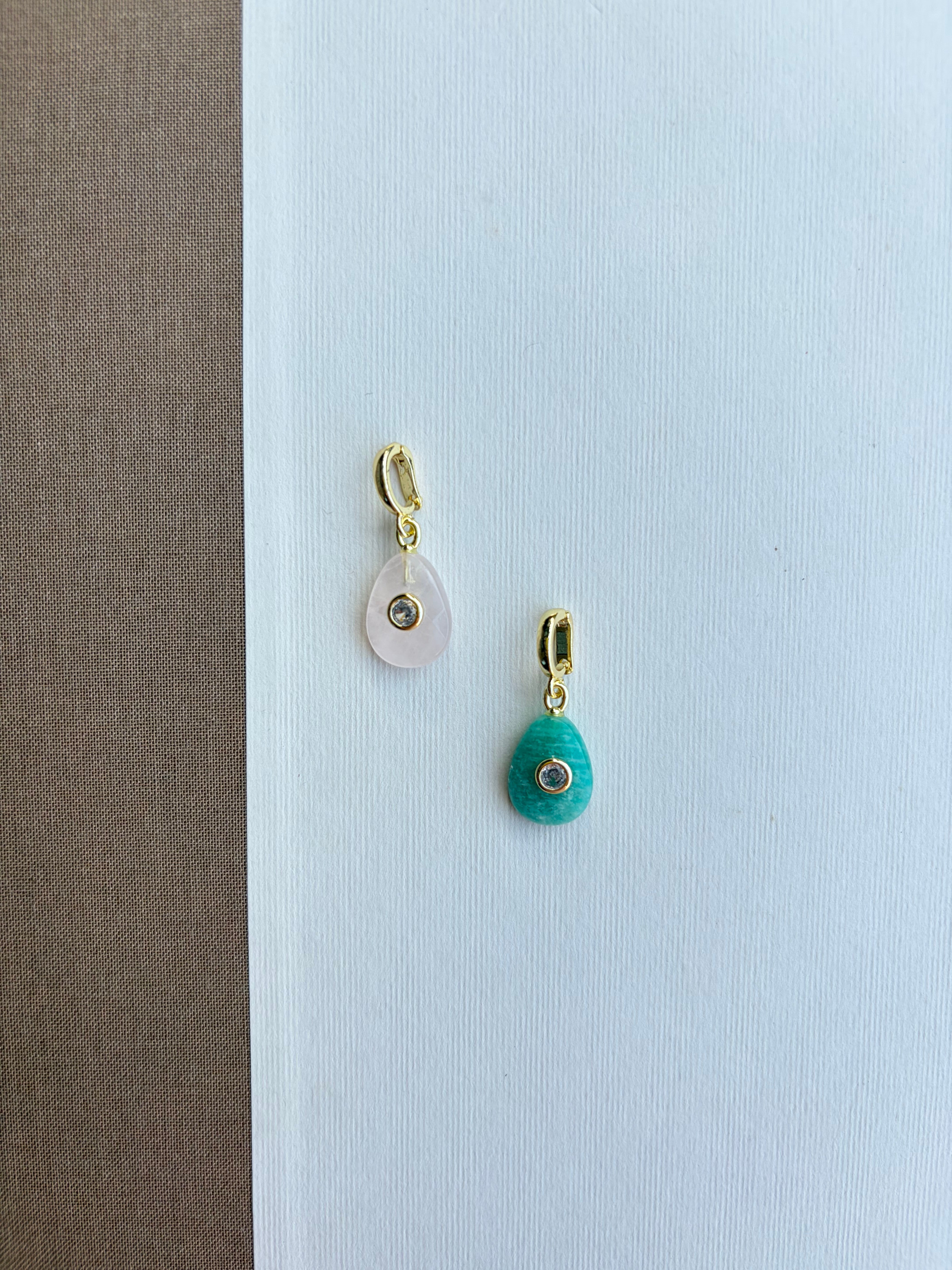 Mini Pear Stone Charm with Gem
