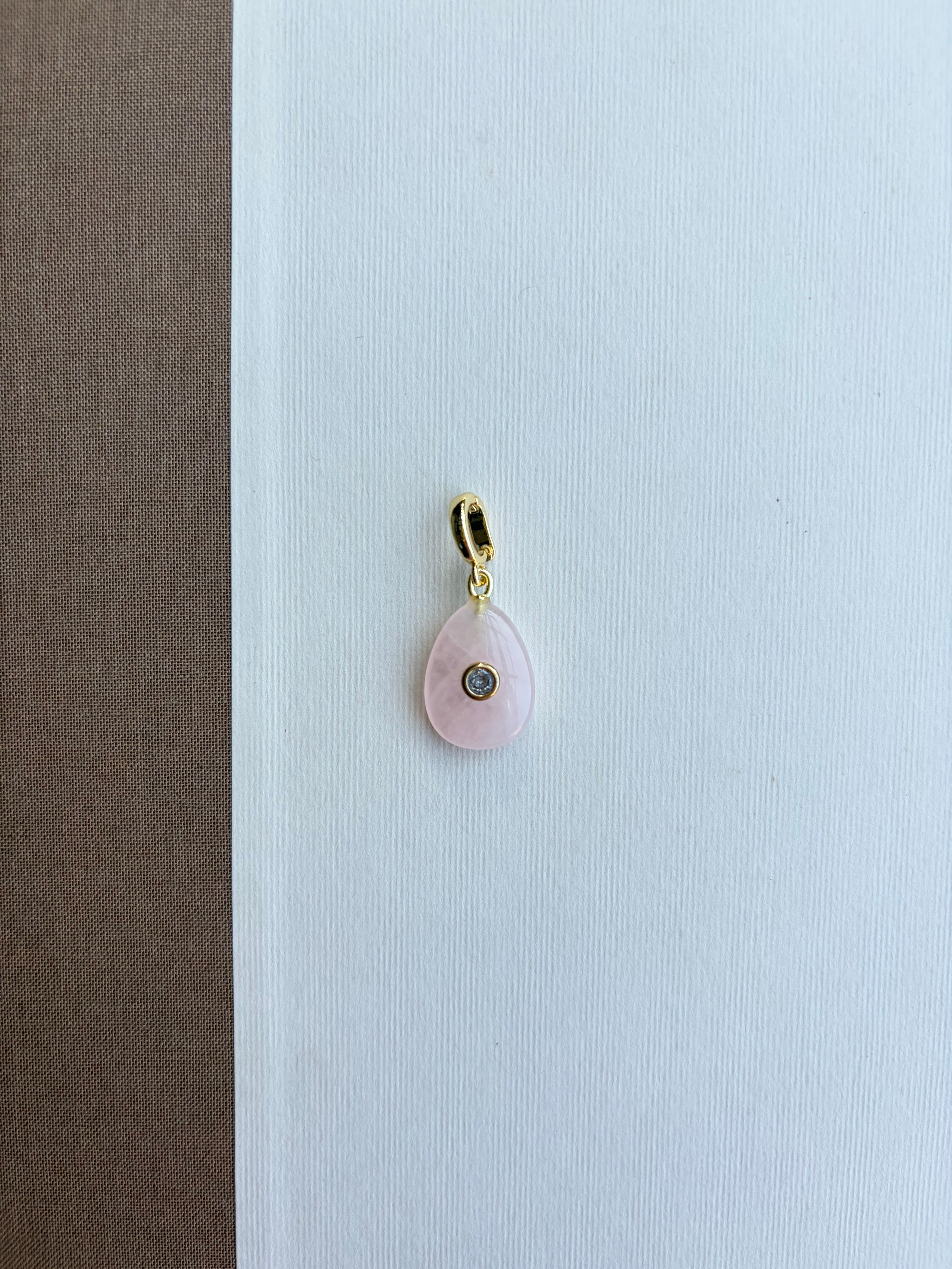 Small Pear Stone Charm with Gem