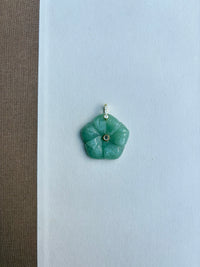 Teal Flower Stone Charm with Gem
