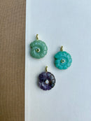 Spiral Shell Stone Charm with Gem