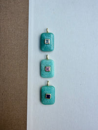 Turquoise Rectangle Charm with Gem