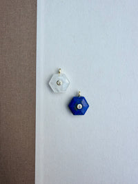 Small Hexagon Stone charm with Gem