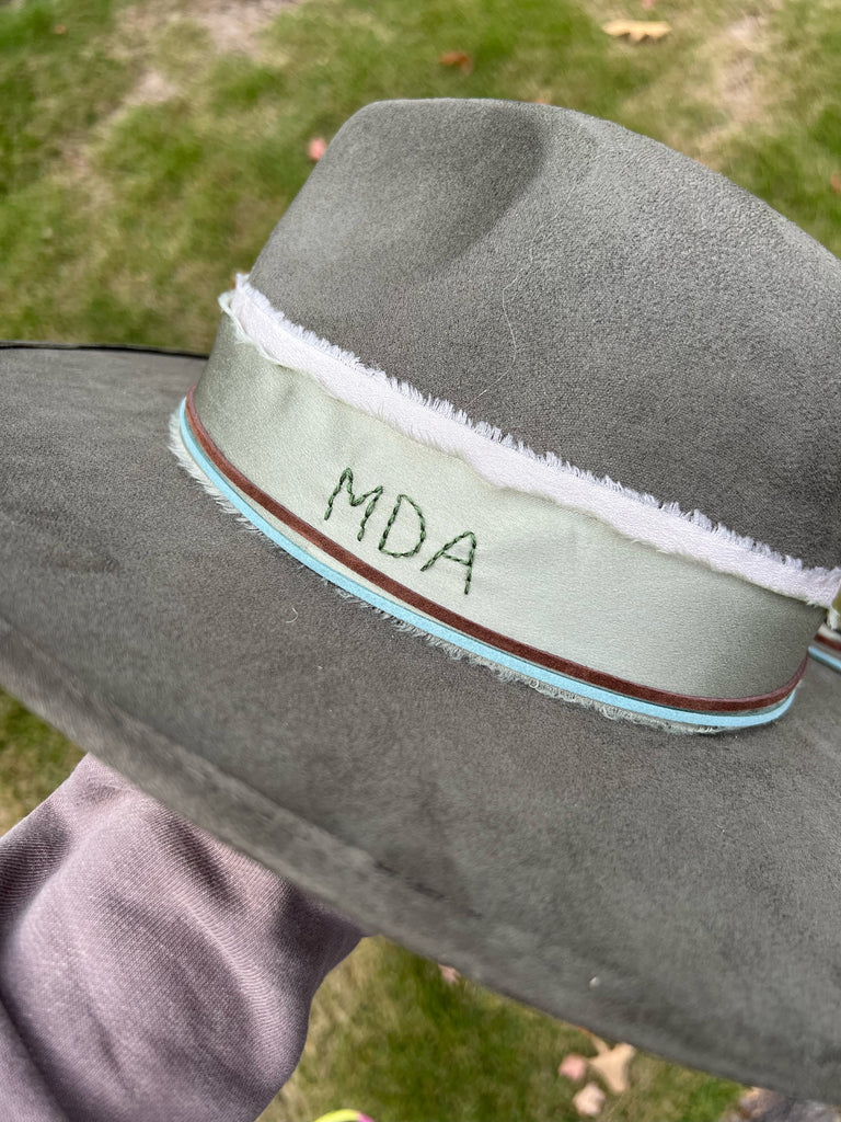 Custom Hat Band with Stitched Initials