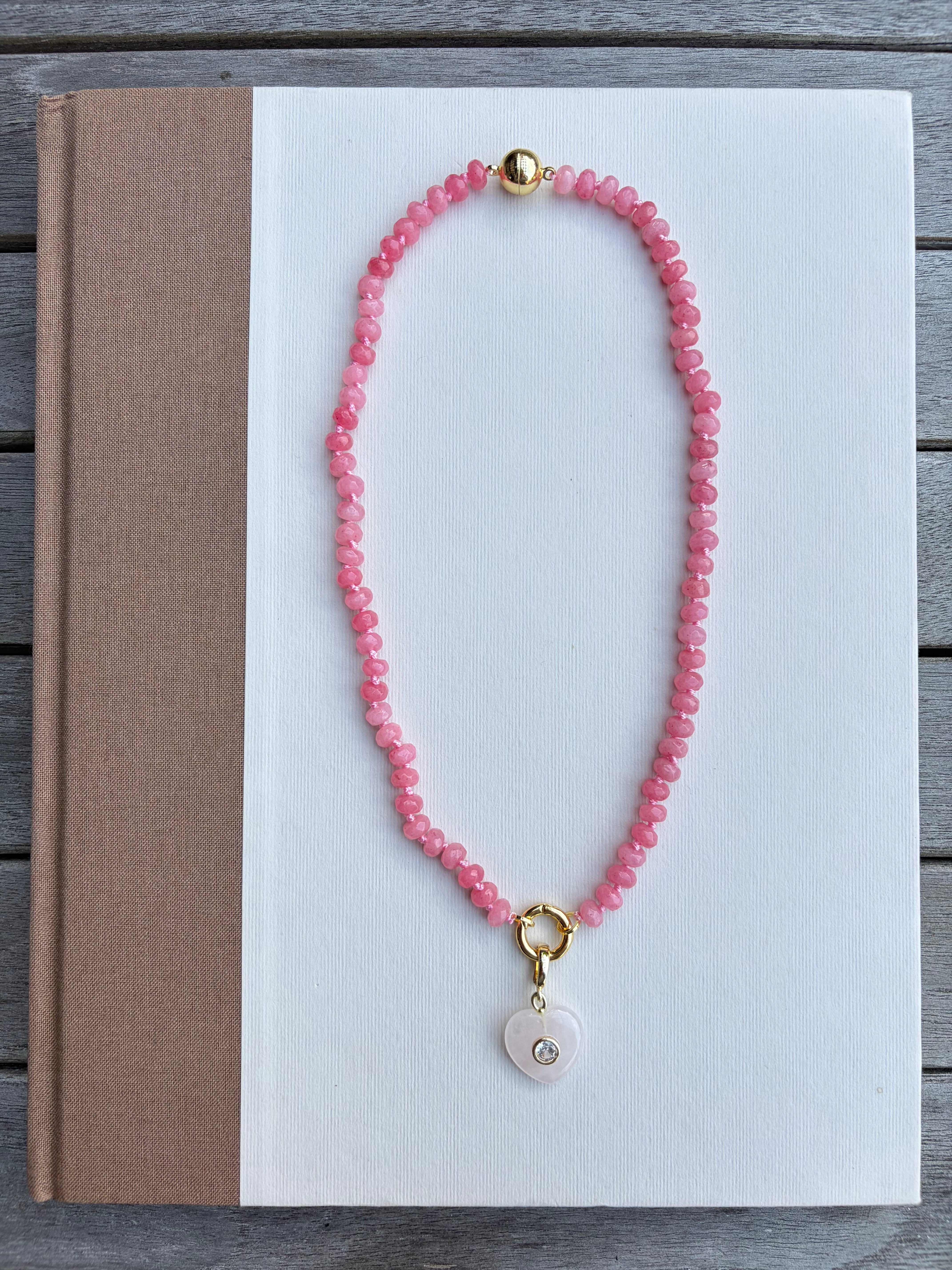 Pink Beads with Pink Stone Charm