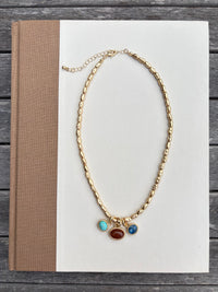 Triple Stone Charm Necklace