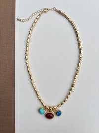 Triple Stone Charm Necklace