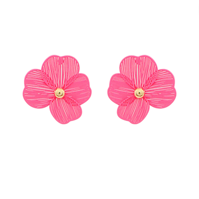 Brass Color Flower Filigree Earrings