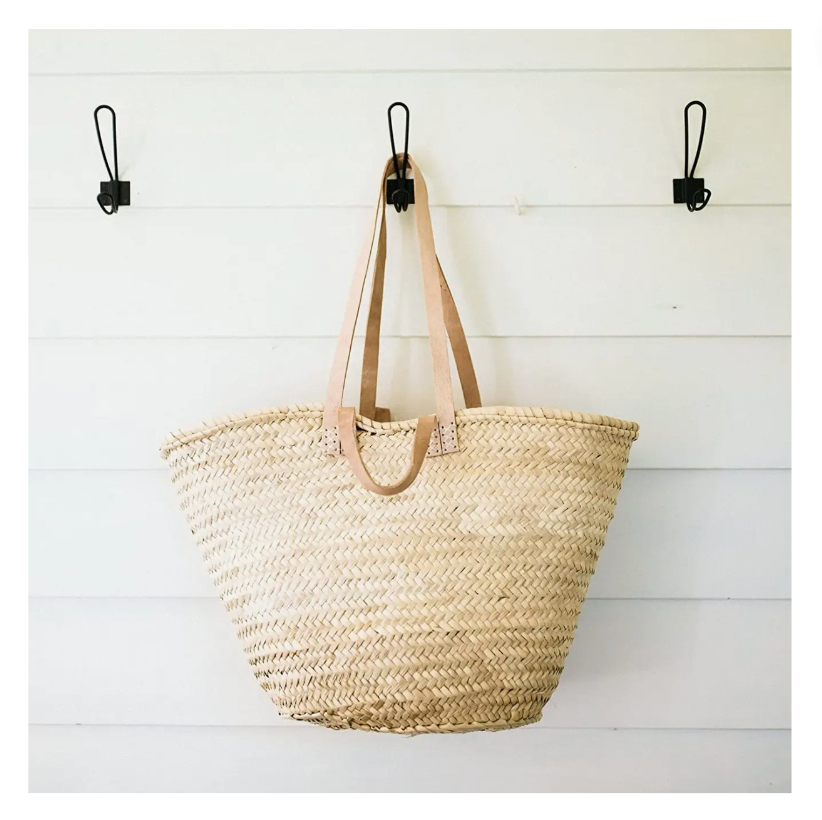 French Basket with Double Flat Leather Handles