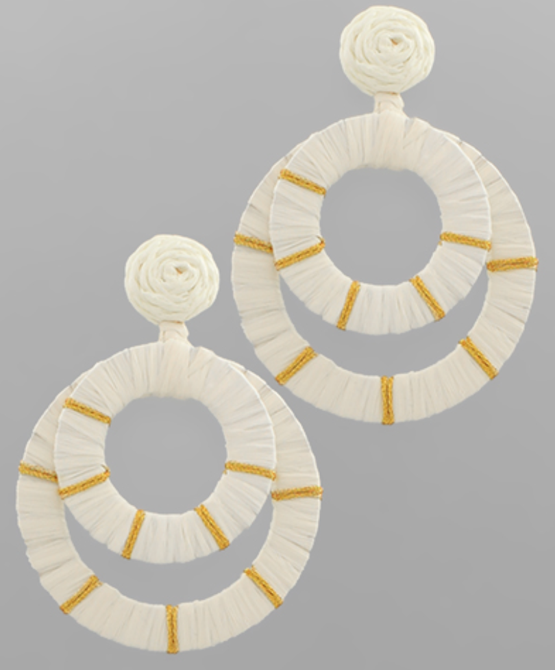 Double Raffia Wrapped Circle Earrings
