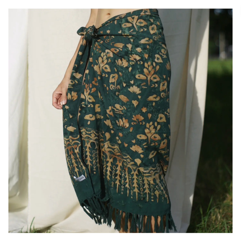 Forest Green Batik Sarong - Lily & Lotus