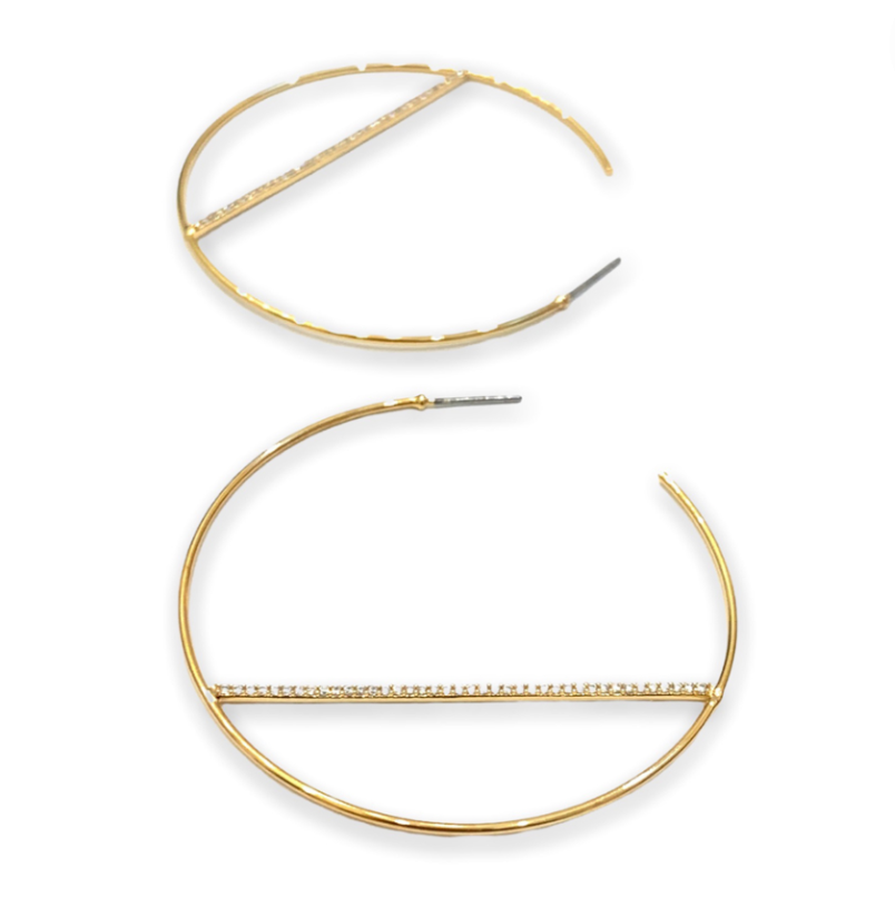 Harper Hoop with Pave Bar Accent