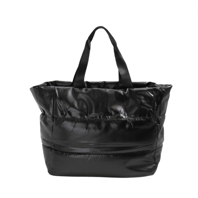 Soft Quilted Puffer Tote Bag With Front Side Zipper Pockets