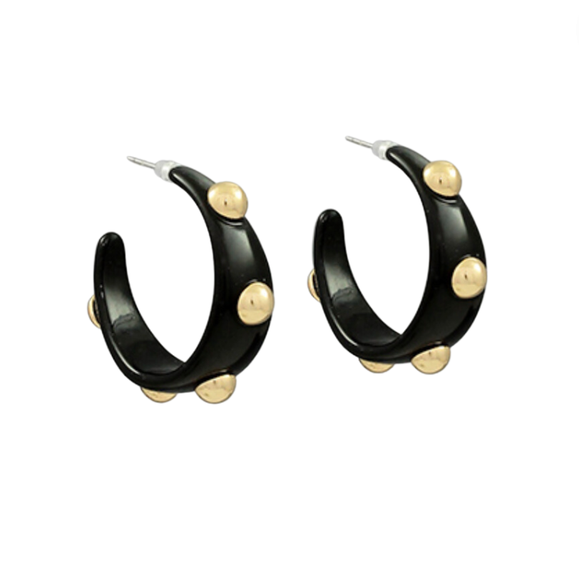 Studded Gold Ball Formica Hoops