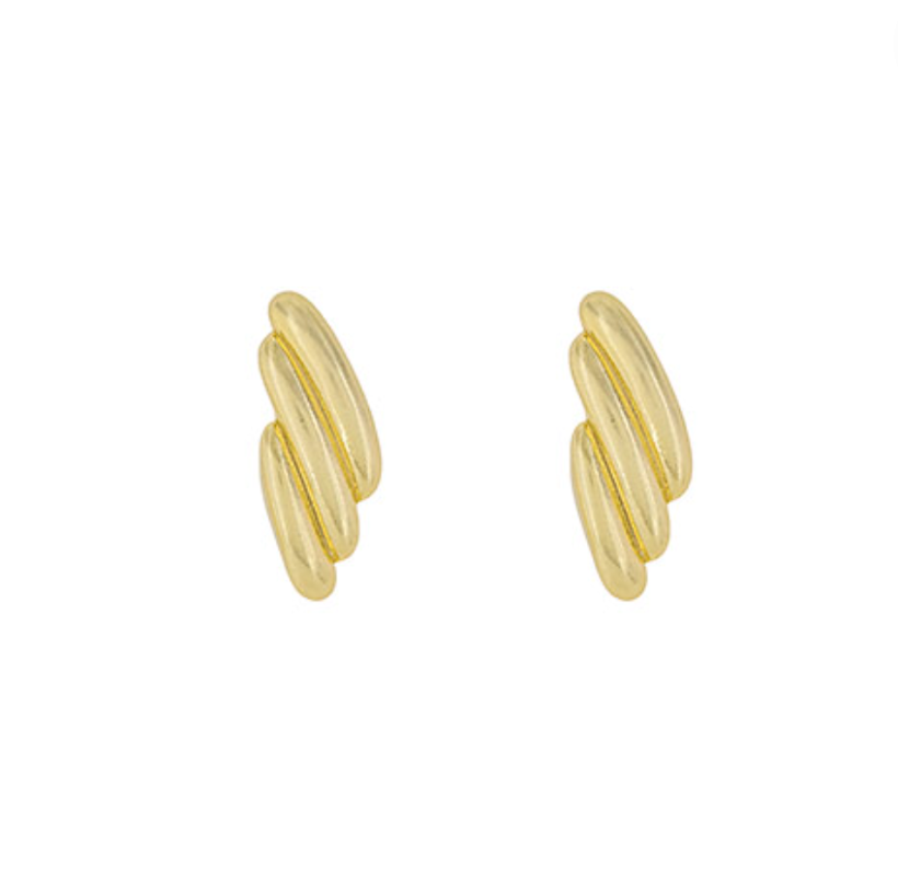 Linked 3 Bar Brass Earrings
