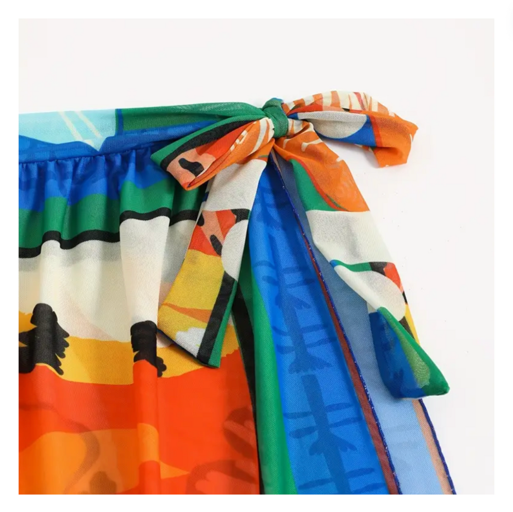 Colorful Pop Art Print Tie Skirt