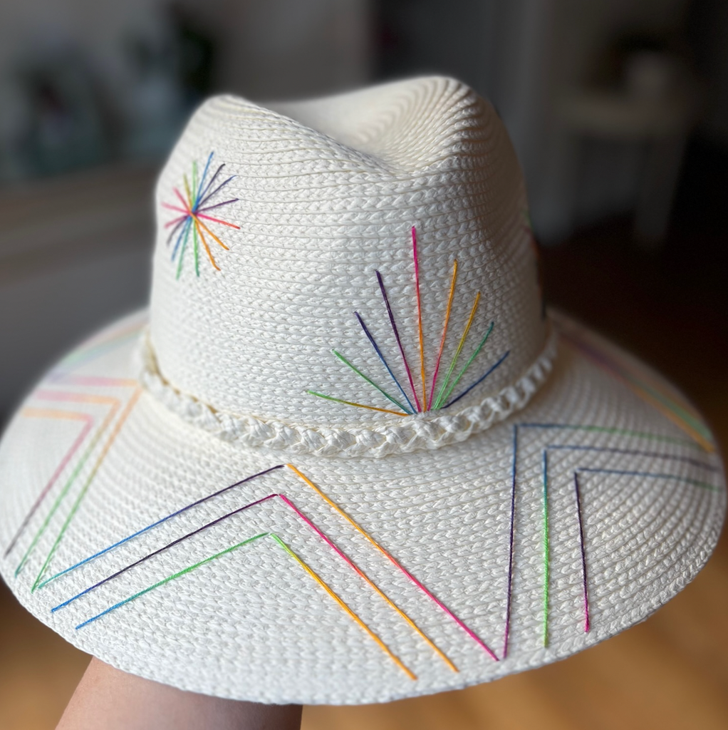 Hand Embroidered Straw Hat