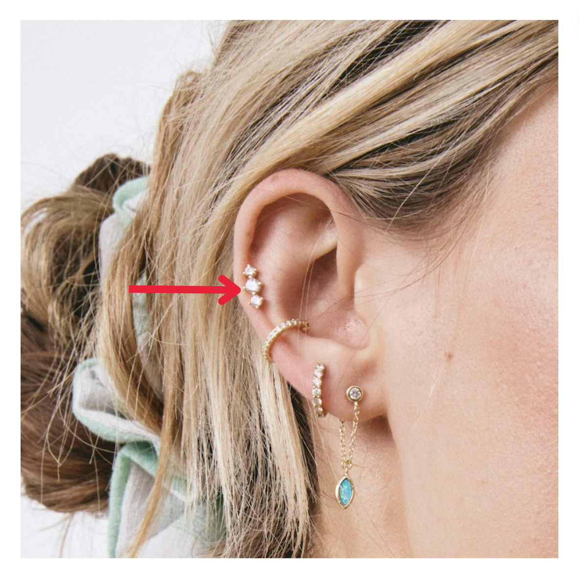 Triple Cz Bar Stud Earring
