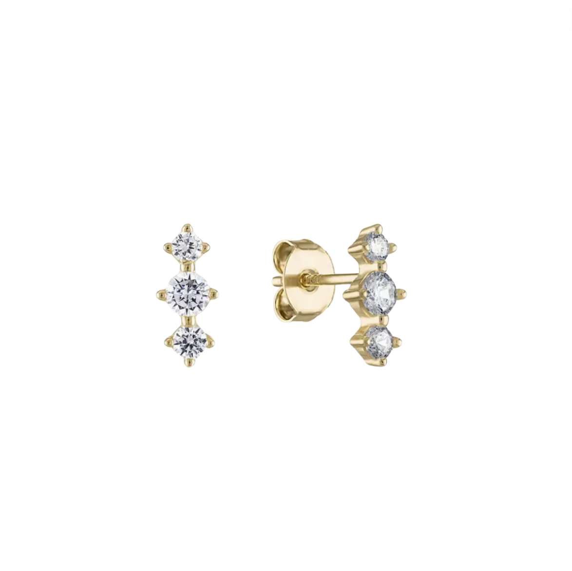 Triple Cz Bar Stud Earring