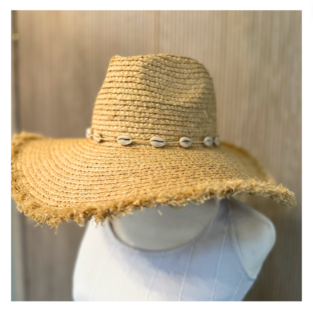 Straw Braid Cowrie Shell Sun Hat