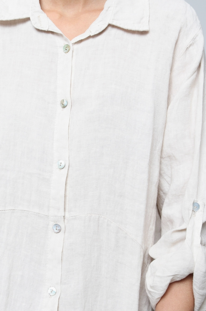 White Linen Long Shirt Cover Up