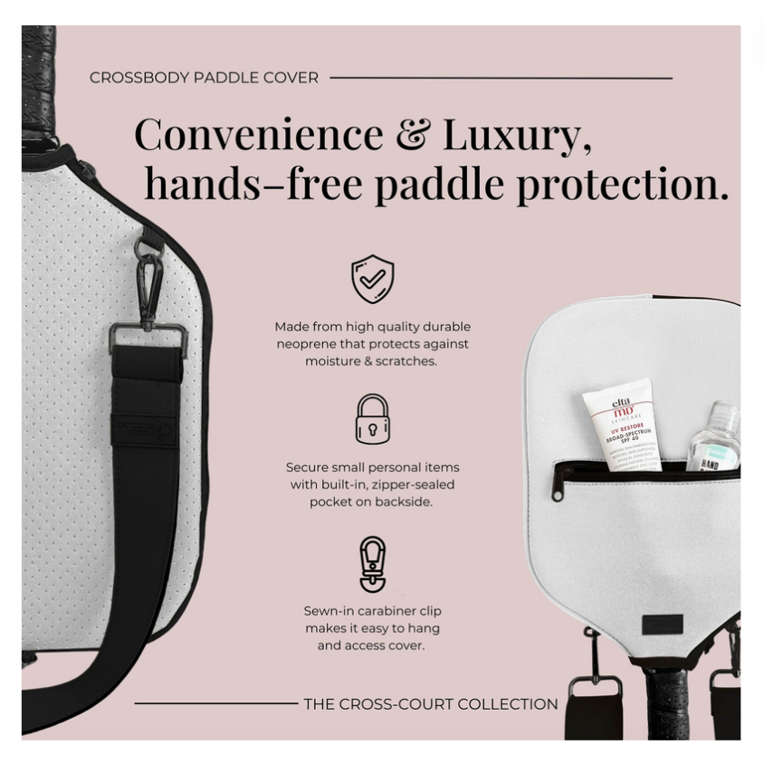 Pickleball Paddle Cover w/ Strap, Storage and Clip