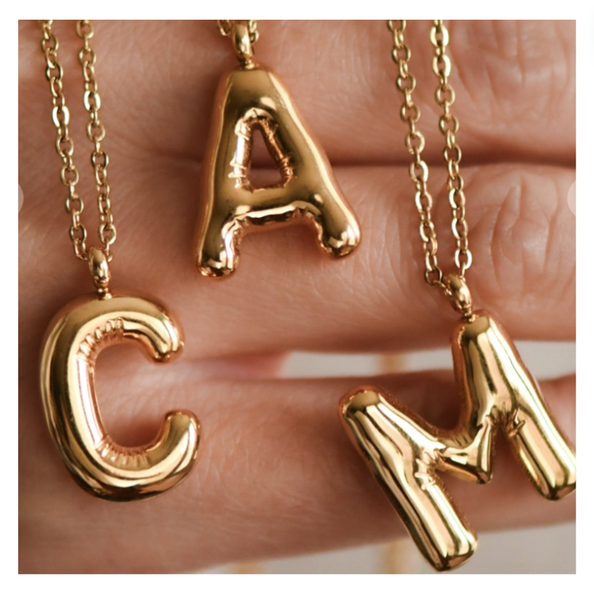 PRE ORDER - 18K Gold Dipped Non-Tarnish Bubble Initial Necklace