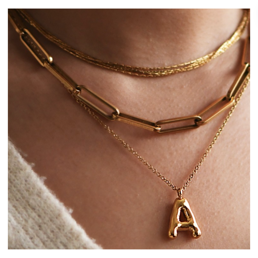 PRE ORDER - 18K Gold Dipped Non-Tarnish Bubble Initial Necklace