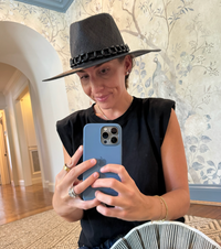 BLACK Straw Hat with Black Bead Accessory