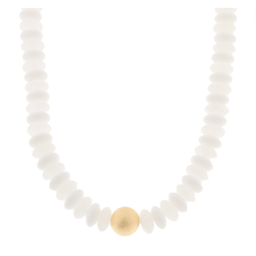 Rondelle White Bead Necklace