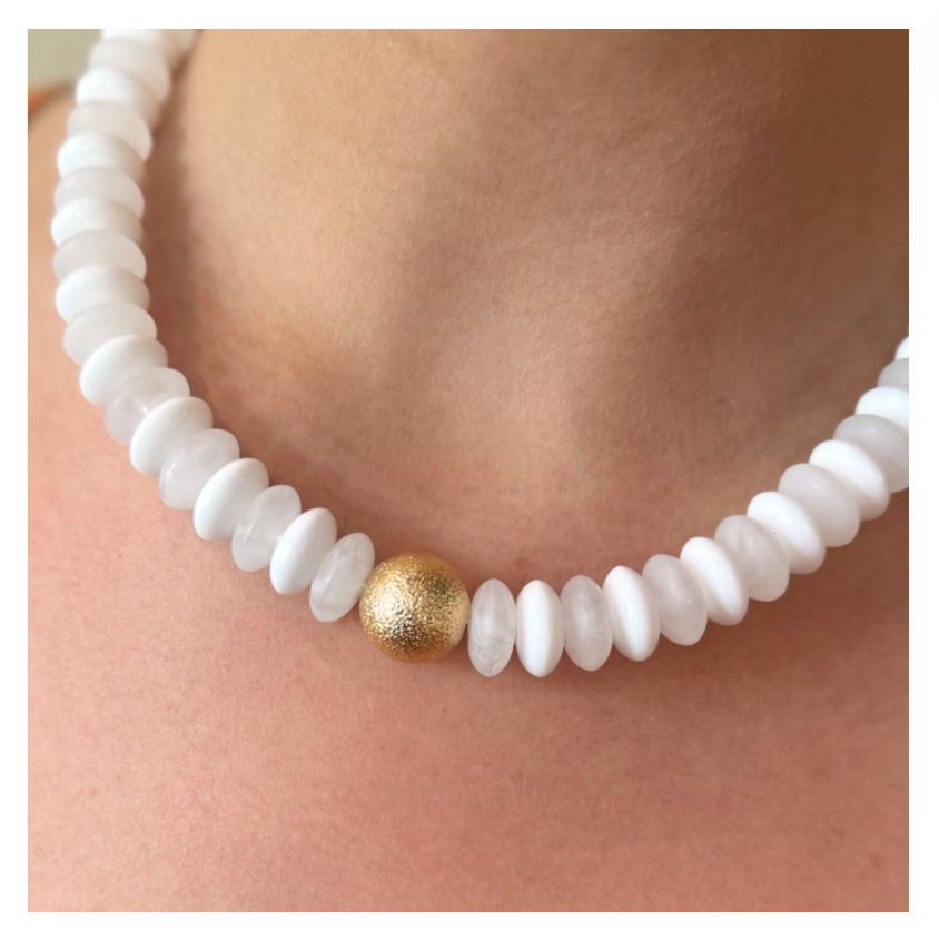 Rondelle White Bead Necklace