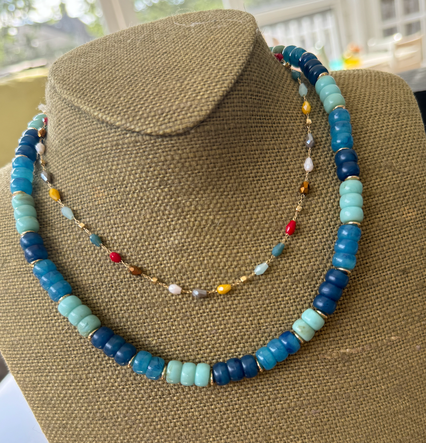 Teardrop Glass Beads Chain Necklace